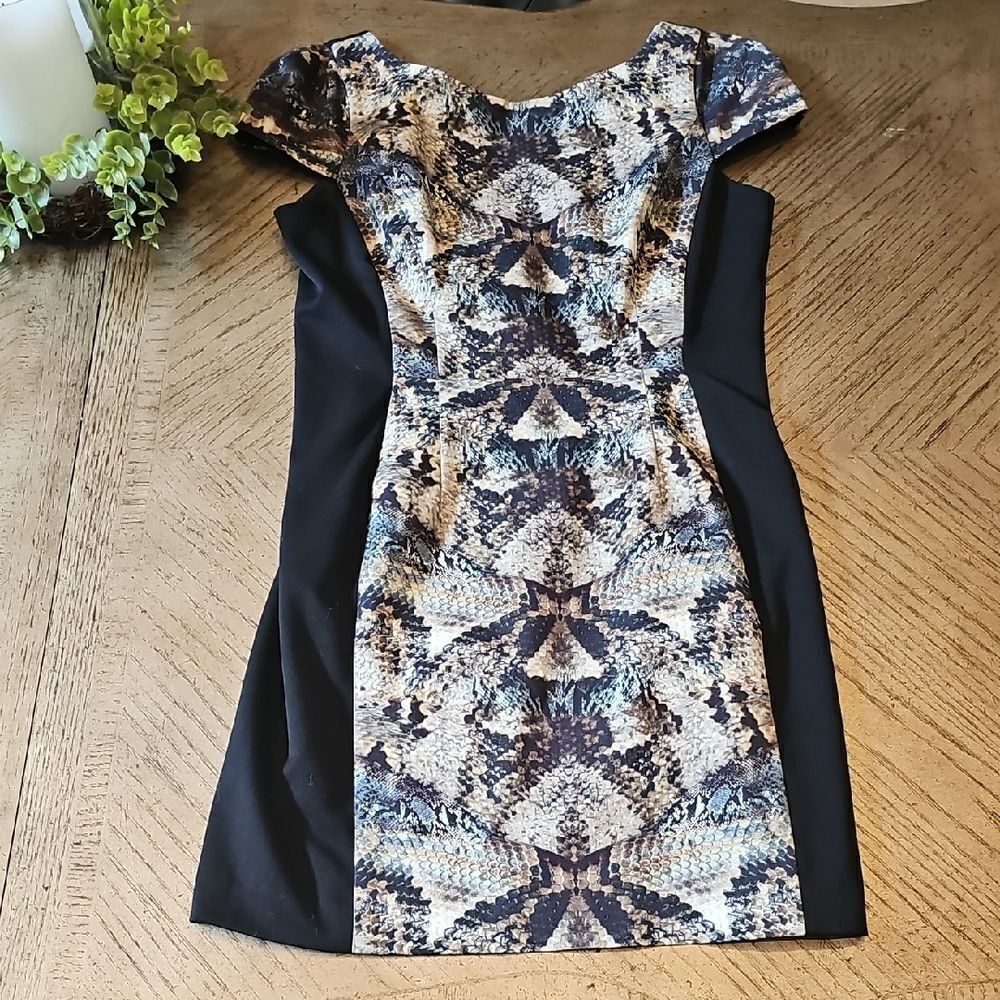 Black Halo Snake Print Dress Size 12